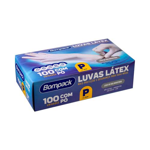 Luva látex P com pó 100UN Bompack