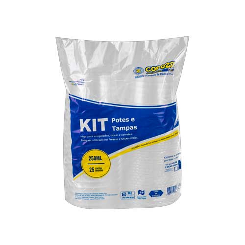 Pote 250ml com Tampa - Kit com 25 Unidades - Copozan